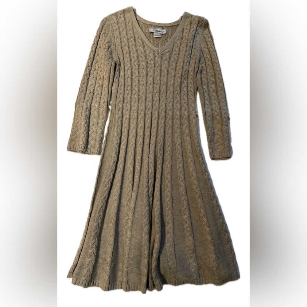 Cozy Cable Knit Dress - Tan